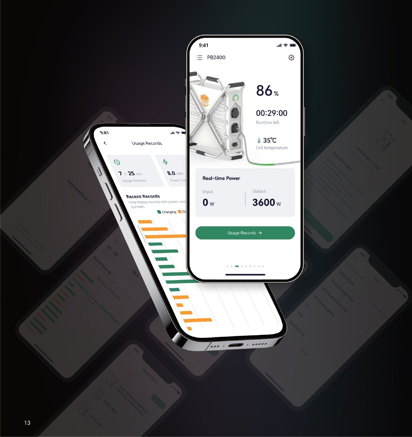 TITAN monitoring app on two phones